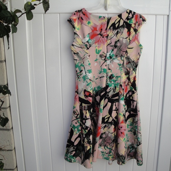 JAX Womens Dress Size 6 Peach Floral Shabby Chic Spring Summer Cap Sleeve - Picture 4 of 5